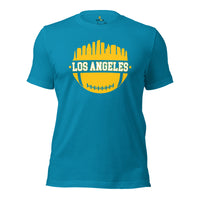 Los Angeles Skyline Football Fanatic Vintage Graphic T-Shirt: Ideal Gift for Him & Her, Football Fans - Retro Style Game Day Tee - Aqua