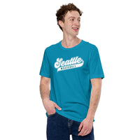 Vintage Seattle Baseball Fanatic Shirt: Gift Ideas for Him & Her, Baseball Lovers & Enthusiasts - Retro Style Game Day Shirt - Aqua