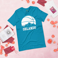 Christmas Gift Ideas for Basketball Lover, Coach & Player - Senior Night, Game Outfit & Attire - Orlando Skyline B-ball Fanatic Tee - Aqua