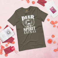 Buck & Deer Hunting T-Shirt - Gift for Hunter, Bow Hunter, Archer - Elk Hunting Season Shirt - Deer Are My Spirit Animal Shirt - Army