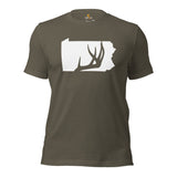 Deer T-Shirt - Buck Shirt - Gifts for Hunters, Outdoorsmen, Nature Lovers - Pennsylvania T-Shirt - Deer Hunting Shirts - Antler T-Shirt - Army