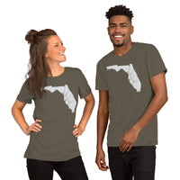 Buck & Deer Hunting T-Shirt - Gift for Hunter, Bow Hunter & Archer - Elk Hunting Season Tee - Buck Antler Florida Map Themed Shirt - Army, Unisex