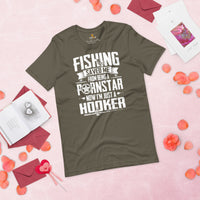 Fishing & PFG T-Shirt - Gift for Fisherman - Bass Masters & Pros Shirt - Fly Fishing Tee - Fishing Saved Me Now I'm Just A Hooker Shirt - Army