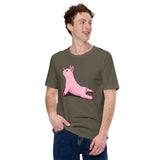 Gift Ideas, Presents for Farmers, Animal Lovers - Farmer Outfit, Clothes - Animal Farm Themed Tee Shirts - Yoga Pose Pig T-Shirt - Army