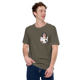 Berner Dog Themed Clothes & Attire - Funny Canine Tee Shirt & Outfit For Humans - Gifts for Dog Lovers - Cute Dog In Pocket T-Shirt - Army