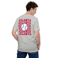 Retro Atlanta Baseball Emblem Fanatic T-Shirt: Gift Ideas for Him & Her, Baseball Enthusiasts & Lovers - Vintage Game Day Tee - Athletic Heather, Back