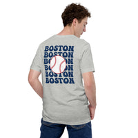 Retro Boston Baseball Emblem Fanatic T-Shirt: Gift Ideas for Him & Her, Baseball Enthusiasts & Lovers - Game Day Tee - Athletic Heather, Back