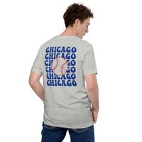 Retro Chicago Baseball Emblem Fanatic T-Shirt: Gift Ideas for Him & Her, Baseball Enthusiasts & Lovers - Game Day Tee - Athletic Heather, Back