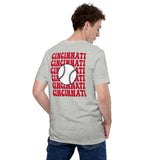 Retro Cincinnati Baseball Emblem Fanatic T-Shirt: Gift Ideas for Him & Her, Baseball Enthusiasts & Lovers - Vintage Game Day Shirt - Athletic Heather, Back