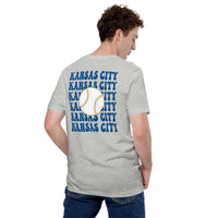 Retro Kansas City Baseball Emblem Fanatic T-Shirt: Gift Ideas for Him & Her, Baseball Enthusiasts & Lovers - Game Day Tee - Athletic Heather, Back