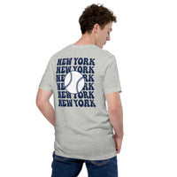 Retro New York Baseball Emblem Fanatic T-Shirt: Gift Ideas for Him & Her, Baseball Enthusiasts & Lovers - Game Day Tee - Athletic Heather, Back
