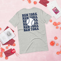 Retro New York Baseball Emblem Fanatic T-Shirt: Gift Ideas for Him & Her, Baseball Enthusiasts & Lovers - Game Day Tee - Athletic Heather, Back