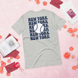 Retro New York Baseball Emblem Fanatic T-Shirt: Gift Ideas for Him & Her, Baseball Enthusiasts & Lovers - Game Day Tee - Athletic Heather, Back
