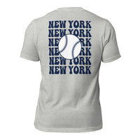 Retro New York Baseball Emblem Fanatic T-Shirt: Gift Ideas for Him & Her, Baseball Enthusiasts & Lovers - Game Day Tee - Athletic Heather, Back