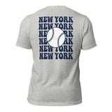 Retro New York Baseball Emblem Fanatic T-Shirt: Gift Ideas for Him & Her, Baseball Enthusiasts & Lovers - Game Day Tee - Athletic Heather, Back