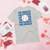 Retro Los Angeles Baseball Emblem Fanatic T-Shirt: Gift Ideas for Him & Her, Baseball Enthusiasts & Lovers - Game Day Tee - Athletic Heather, Back