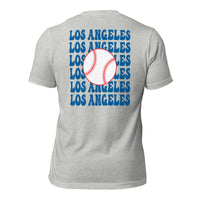 Retro Los Angeles Baseball Emblem Fanatic T-Shirt: Gift Ideas for Him & Her, Baseball Enthusiasts & Lovers - Game Day Tee - Athletic Heather, Back