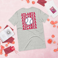 Retro Atlanta Baseball Emblem Fanatic T-Shirt: Gift Ideas for Him & Her, Baseball Enthusiasts & Lovers - Vintage Game Day Tee - Athletic Heather, Back