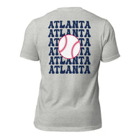 Retro Atlanta Baseball Emblem Fanatic T-Shirt: Gift Ideas for Him & Her, Baseball Enthusiasts & Lovers - Game Day Tee - Athletic Heather, Back