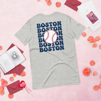 Retro Boston Baseball Emblem Fanatic T-Shirt: Gift Ideas for Him & Her, Baseball Enthusiasts & Lovers - Game Day Tee - Athletic Heather, Back