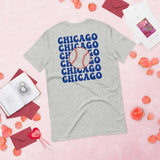 Retro Chicago Baseball Emblem Fanatic T-Shirt: Gift Ideas for Him & Her, Baseball Enthusiasts & Lovers - Game Day Tee - Athletic Heather, Back