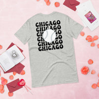 Retro Chicago Baseball Emblem Fanatic T-Shirt: Ideal Gifts for Him & Her, Baseball Enthusiasts & Lovers - Game Day Tee - Athletic Heather, Back