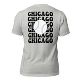 Retro Chicago Baseball Emblem Fanatic T-Shirt: Ideal Gifts for Him & Her, Baseball Enthusiasts & Lovers - Game Day Tee - Athletic Heather, Back