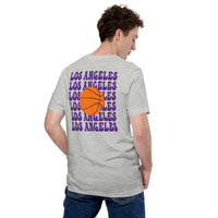 Bday & Christmas Gift Ideas for Basketball Lovers, Coach & Player - Senior Night, Game Outfit & Attire - Los Angeles B-ball Fanatic Tee - Athletic Heather, Back