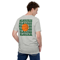 Bday & Christmas Gift Ideas for Basketball Lovers, Coach & Player - Senior Night, Game Outfit & Attire - Milwaukee B-ball Fanatic Shirt - Athletic Heather, Back