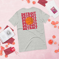 Bday & Christmas Gift Ideas for Basketball Lovers, Coach & Player - Senior Night, Game Outfit & Attire - Detroit B-ball Fanatic T-Shirt - Athletic Heather, Back