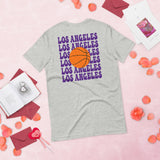 Bday & Christmas Gift Ideas for Basketball Lovers, Coach & Player - Senior Night, Game Outfit & Attire - Los Angeles B-ball Fanatic Tee - Athletic Heather, Back