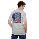 Hockey Game Outfit - Bday & Christmas Gift Ideas for Hockey Players - Retro Edmonton Hockey Emblem Fanatic T-Shirt - Athletic Heather, Back