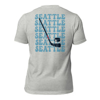 Hockey Game Outfit - Bday & Christmas Gift Ideas for Hockey Players - Retro Seattle Hockey Emblem Fanatic T-Shirt - Athletic Heather, Back