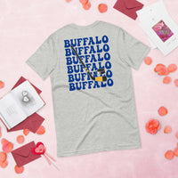 Hockey Game Outfit - Bday & Christmas Gift Ideas for Hockey Players - Retro Buffalo Hockey Emblem Fanatic T-Shirt - Athletic Heather, Back
