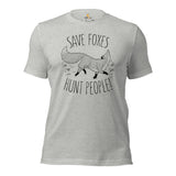 Fox Boho T-Shirt - Save Foxes Hunt People Shirt - Embrace Your Foxy Side - Fursuit, Furry Fandom Tee - Gift for Fox & Nature Lovers - Athletic Heather