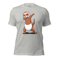 Adorable Dabbing Ferret T-Shirt - Fuzzy Sable Weasel Shirt - Gift for Ferret Parents & Animal Lovers - Mustela Rescue & Adoption Tee - Athletic Heather