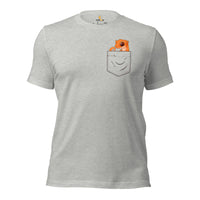 Camping Shirt - Crested Gecko In Pocket T-Shirt - Gifts for Outdoorsmen, Nature & Animal Lovers - Lizard, Reptile Tee - Happy Camper Shirt - Athletic  Heather