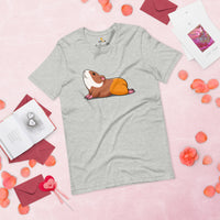 Adorable Guinea Pig Yoga Pose T-Shirt - Furry Potato Shirt - Cavy Whisperer & Lovers Tee - Ideal Gift for Rodent Dad/Mom & Pet Owners - Athletic Heather