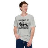 Bison T-Shirt - Don't Pet The Fluffy Cows Shirt - American Buffalo Shirt - Yellowstone National Park Tee - Gift for Bison Lovers - Athletic Heather