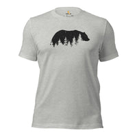 Grizzly Bear T-Shirt - Camping & Hiking Shirt - Gifts for Outdoorsmen, Campers, Nature & Animal Lovers - Cubs Shirt - Forest Themed T-Shirt - Athletic Heather