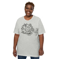 DnD & RPG Games T-Shirt - Xmas Gaming Gift Ideas for Her, Typical Gamers & Game Lovers - Floral D&D Dice Cottagecore Aesthetic Shirt - Athletic Heather, Plus Size