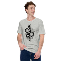 DnD & RPG Games T-Shirt - Gaming Gift Ideas for Him & Her, Typical Gamers & Game Lovers - Artistic Rogue Snake & DnD Dice Shirt - Athletic Heather