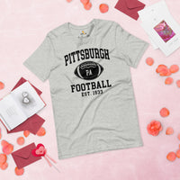 Pittsburgh Est.1933 T-Shirt - Football Fanatic Vintage Graphic Shirt: Ideal Gifts for Football Fans - Game Day Shirt - Athletic Heather