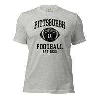 Pittsburgh Est.1933 T-Shirt - Football Fanatic Vintage Graphic Shirt: Ideal Gifts for Football Fans - Game Day Shirt - Athletic Heather