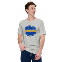 Los Angeles Skyline Football Fanatic Vintage Graphic T-Shirt: Gift Ideas for Him & Her, Football Fans - Retro Style Game Day Tee - Athletic Heather