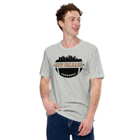 New Orleans Skyline Football Fanatic Vintage Graphic T-Shirt: Gift Ideas for Him & Her, Football Fans - Retro Game Day Shirt - Athletic Heather