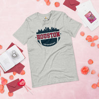 Houston Skyline Football Fanatic Vintage Graphic T-Shirt: Gift Ideas for Him & Her, Football Fans - Retro Style Game Day Shirt - Athletic Heather