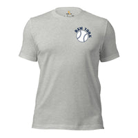 Retro New York Baseball Emblem Fanatic T-Shirt: Gift Ideas for Him & Her, Baseball Enthusiasts & Lovers - Game Day Tee - Athletic Heather, Front