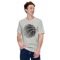Birthday, Christmas Gift Ideas for Basketball Lovers, Coach & Players - Senior Night, Game Outfit & Attire - Polka Dot Basketball Tee - Athletic Heather