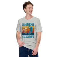 Christmas Gift Ideas for Basketball Lovers, Coach & Players, Beer Lovers - Game Outfit - All I Care About Is Basketball & Beer T-Shirt - Athletic Heather